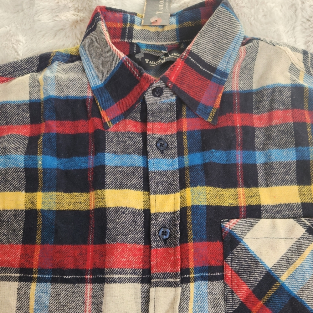 Tailor Vintage Multicolor Plaid Button Down Shirt - Red, Blue, Yellow